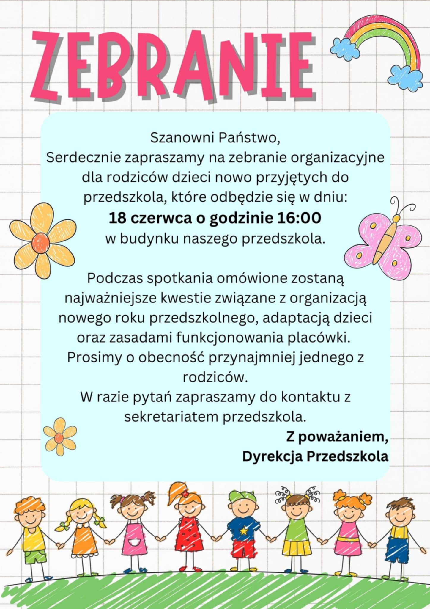 Zebranie organizacyjne dla dzieci nowo przyjętych